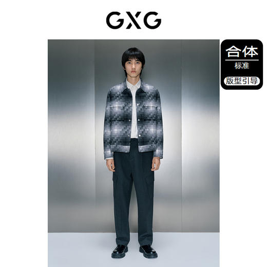 GXG男装 灰白格纹短款大衣 冬季热卖大衣GEX10628824 商品图1