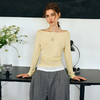 OLrain欧芮儿黄色法式T恤女春季2025新款假两件一字领温柔风上衣 商品缩略图3