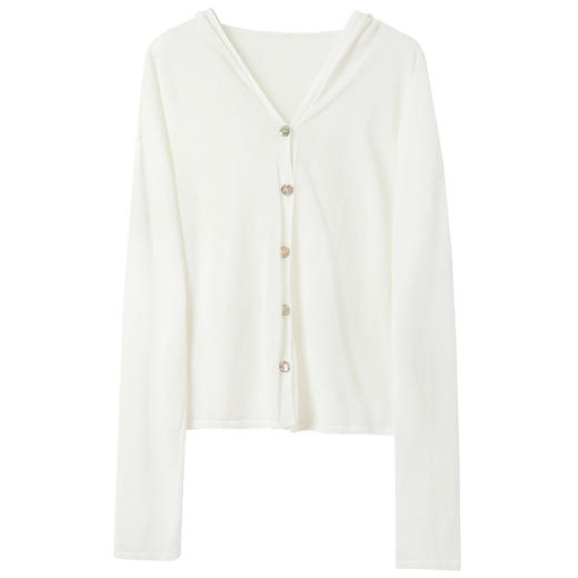 三彩2025春季新款三醋酸针织衫连帽开衫薄款宽松外套小衫S 商品图4