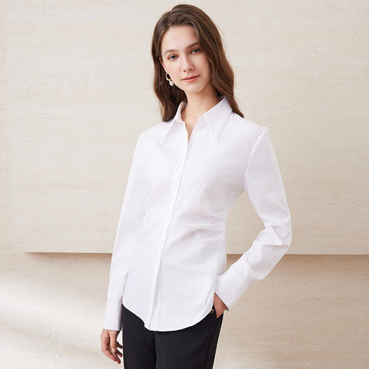 EITIE爱特爱秋季气质通勤舒适百搭显瘦修身衬衫7709405 商品图1