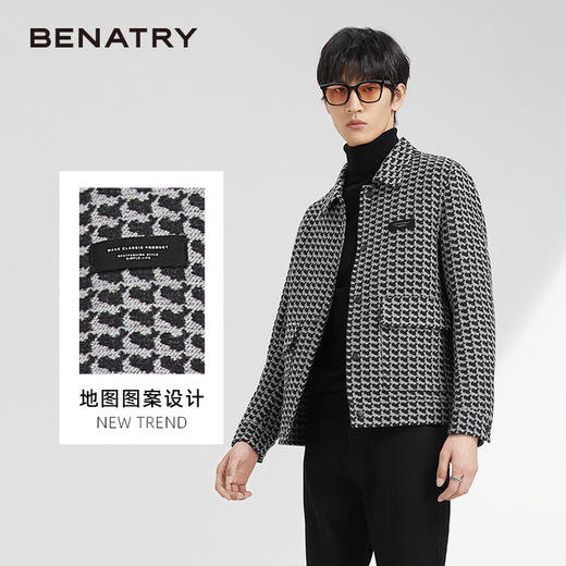 贝纳川地图图案设计男士翻领夹克外套ECK400009402 商品图1