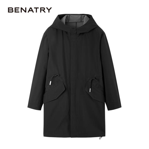 贝纳川时尚连帽大口袋防风中长款风衣外套120117007402 商品图0