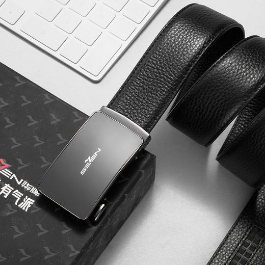 【婚礼季】柒牌男装配饰自动扣腰带2025秋季新款商务经典休闲真皮皮带礼盒装127P70160 商品图2