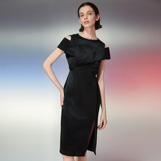 EITIE爱特爱夏季新款设计感小众法式连衣裙气质修身礼服7777418 商品图4