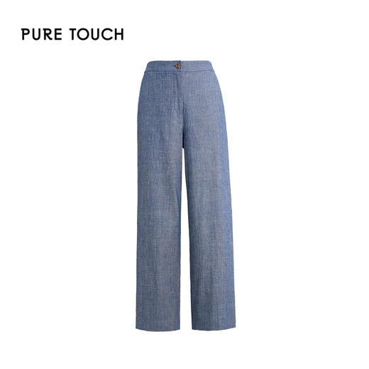 PURE TOUCH浅蓝色高腰阔腿休闲长裤女 气质百搭通勤款 1368251079 商品图4