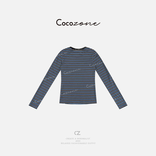COCO ZONE 春季条纹撞色打底衫休闲圆领长袖T恤CD2A0015 商品图1