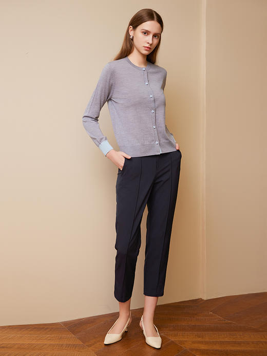 【圆领羊毛针织开衫】25年早春新品女士100%羊毛单排扣薄款针织小外套 商品图8