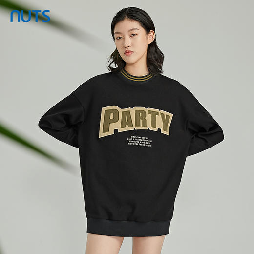 NUTS春季新品时尚纯色气质百搭撞色长袖T恤女312023195B 商品图3