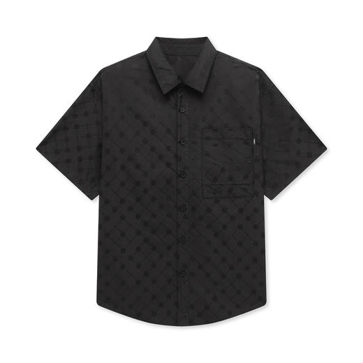 GXG男装 黑色微阔提花工艺短袖衬衫时尚 夏季热卖衬衫 商品图4