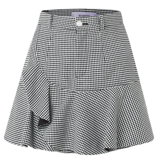 精致复古黑白格纹裙裤早秋高腰显瘦a字短裤(货号:MS88PA752Z0002) 商品图4