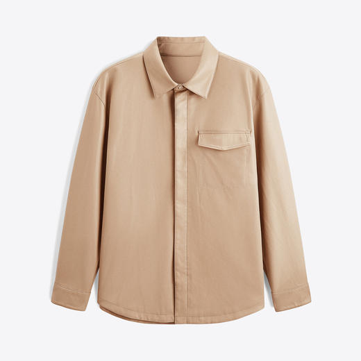 GXG男装  卡其色PU皮夹克休闲压线衬衫夹克外套 GEX10314933 商品图4