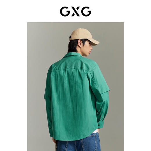 GXG男装  绿色假两件简约微廓衬衫时尚 热卖衬衫 GEX10314483 商品图3