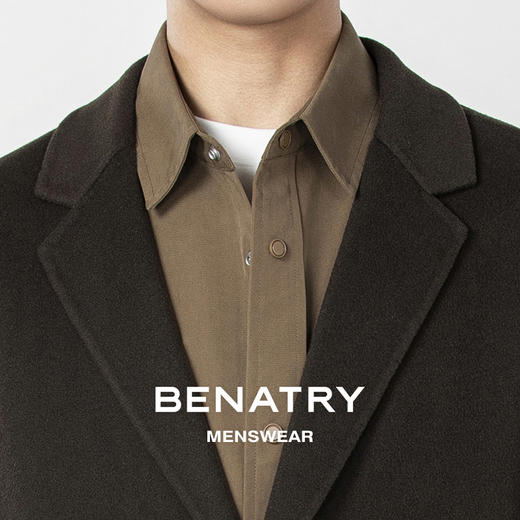 贝纳川戗驳领男士经典中长款大衣外套ECP328002 商品图2