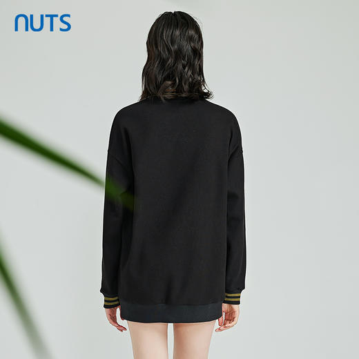 NUTS春季新品时尚纯色气质百搭撞色长袖T恤女312023195B 商品图2