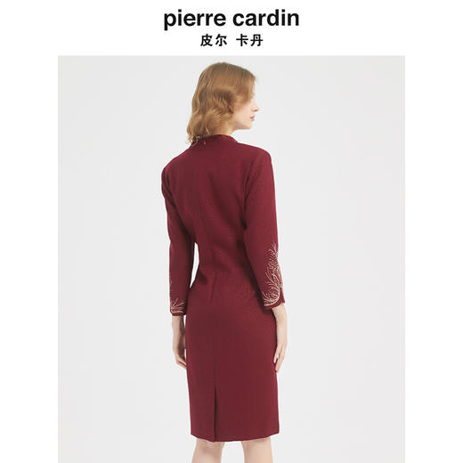 皮尔卡丹女装秋季新款轻奢端庄优雅毛呢连衣裙P1422E1984T0 商品图2