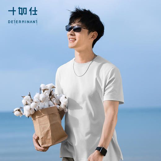 十如仕单向导湿夏季短袖t男士圆领透气舒适户外休闲简约男T恤-T33-01 商品图8