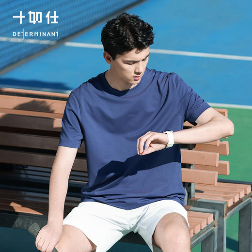 十如仕单向导湿夏季短袖t男士圆领透气舒适户外休闲简约男T恤-T33-01 商品图2