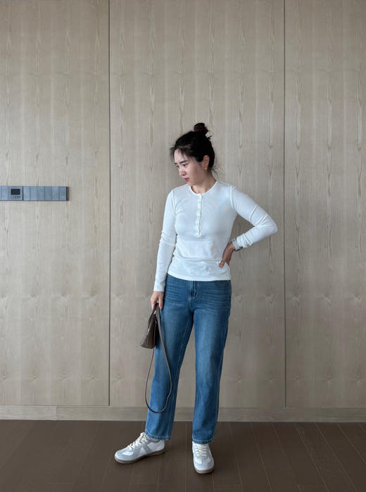 实力显瘦-显腿直高腰小直筒法棍裤牛仔裤【包邮+三天无理由退换】 商品图7