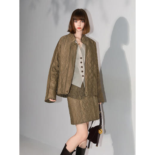 COCOBELLA[莱赛尔]新中式复古炒色轻型棉服国风绗缝棉衣MF7002 商品图0