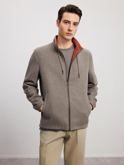【立领双面立领夹克】春季男士新品100%羊毛拉链款商务休闲外套 商品图3