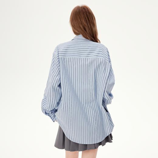 [送同色发圈]YKYB黄子韬衬衫简约时尚舒适透气带钻条纹上衣Y51NCS001 商品图2