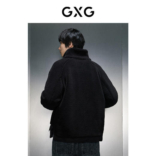 GXG男装 黑色羊羔毛立领夹克 冬季热卖夹克 GEX12129554 商品图3