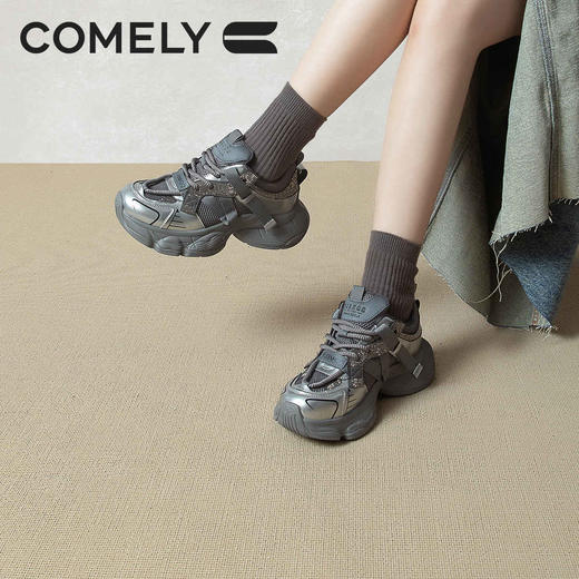 康莉KKF5A019厚底老爹鞋秋季新款简约时尚户外街头运动松糕运动鞋 商品图2
