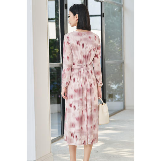 米思阳2026春季新款知性优雅气质玫瑰粉印花透气舒适连衣裙4932 商品图2