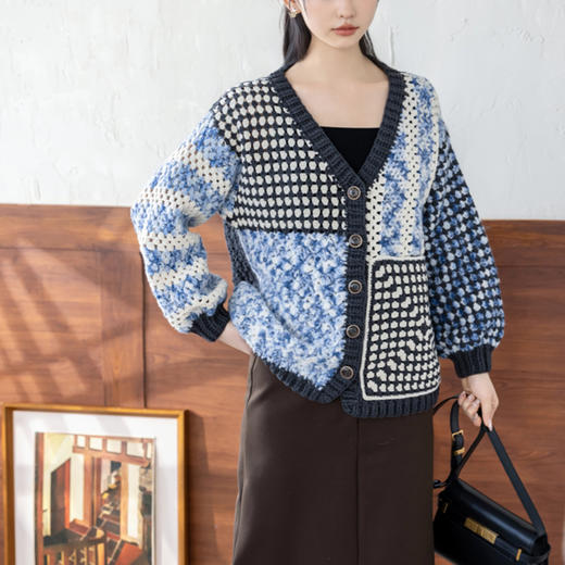 苏苏姐家方简开衫手工diy钩针编织毛线团外套衣服材料包 商品图2