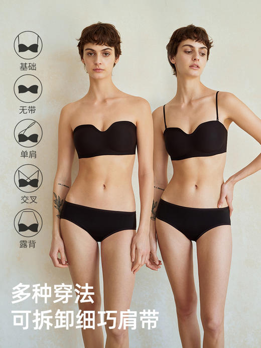 【小黏糕】遐无痕文胸中小胸抹胸轻薄防滑裹胸美背无肩带内衣女夏 商品图4