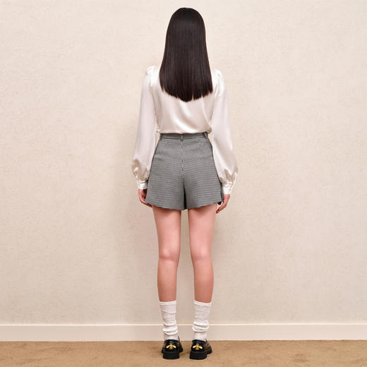 精致复古黑白格纹裙裤早秋高腰显瘦a字短裤(货号:MS88PA752Z0002) 商品图2
