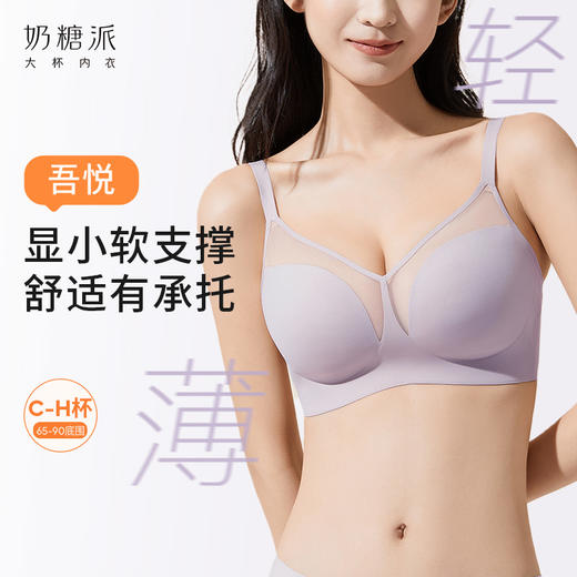 【积分兑换】奶糖派大胸显小吾悦无钢圈无痕舒适超薄网纱透气全罩杯显瘦内衣女 商品图0