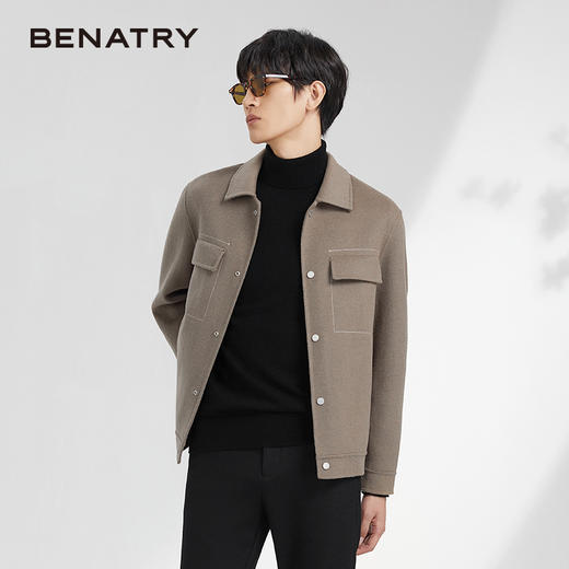 贝纳川经典翻领前胸贴袋男士羊毛呢外套ECK400007 商品图5