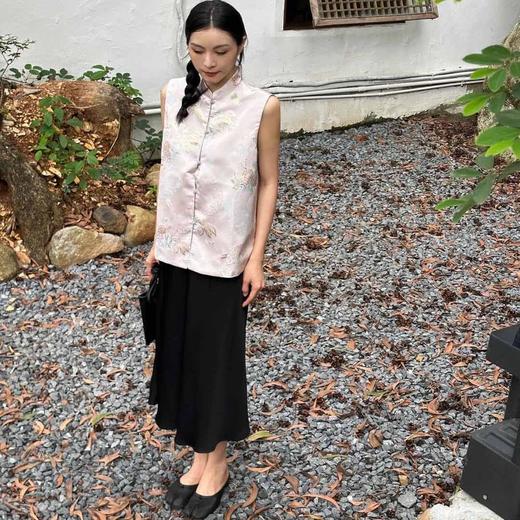 顺丰包邮洛诗琳40534轻奢新中式安稳提花小立领国风马甲101 商品图0