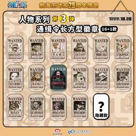 海贼王 动画25周年限定 通缉令方形吧唧 徽章 全17种 16包/盒 国谷