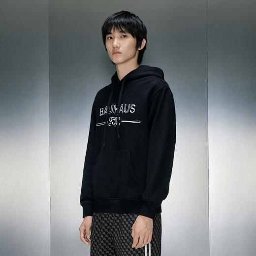 GXG男装 拉浆印花黑色连帽卫衣 冬季热卖时尚卫衣GEX13129114 商品图2