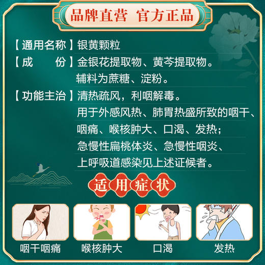 仲景银黄颗粒中成药咽喉炎慢性咽炎中药清热解毒咽干咽痛扁桃体炎 商品图2