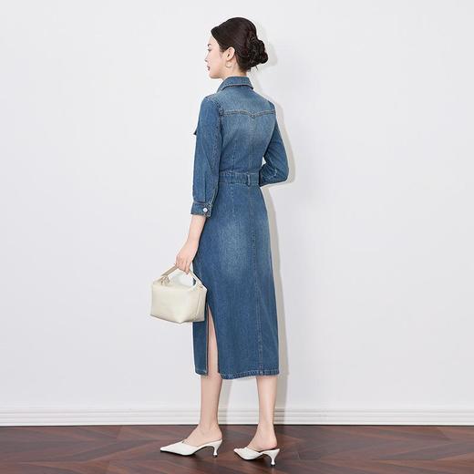 【高货wl】全新升级【铂金会员330/天猫439/差价109】(21816) 洛诗琳优雅复古衬衫式牛仔裙简约休闲时尚女春秋款裙子 商品图1