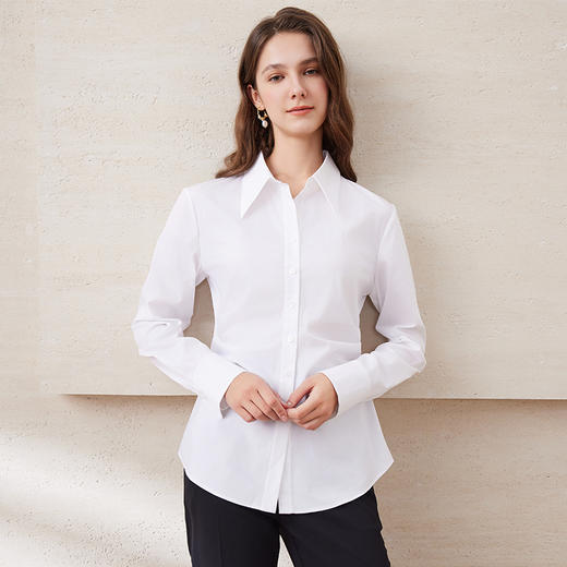EITIE爱特爱秋季气质通勤舒适百搭显瘦修身衬衫7709405 商品图2