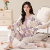 春秋季【开衫睡衣带胸垫】长袖长裤免穿文胸 优质棉家居服 V领和服睡衣  商品缩略图14
