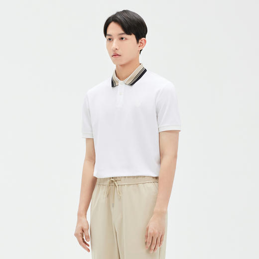 GXG男装白色质感领短袖POLO衫T恤  夏季热卖翻领T恤 商品图2