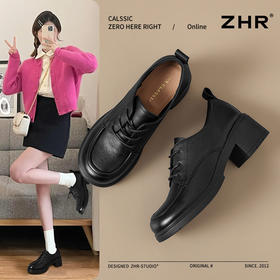 ZHR则则头层牛皮厚底乐福鞋女2024新款真皮英伦风小皮鞋舒适女鞋