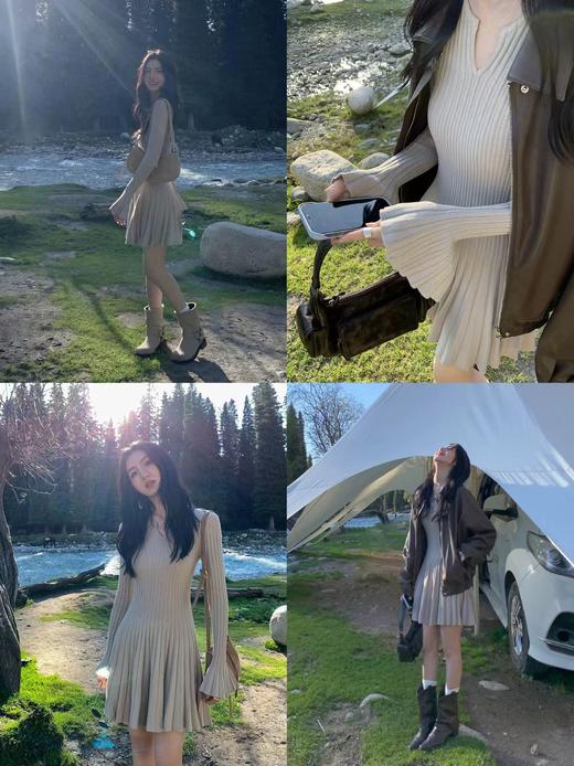 遮胯又减龄！【简约毛织连衣裙】修饰脸型 尽显舒展的肩颈线条 既显瘦又有一定的包容度 商品图2