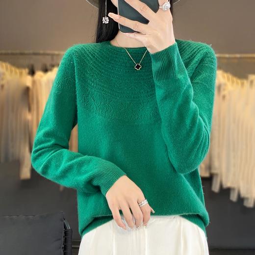 【清仓款！】YIMEN 一线成衣圆领卷边民族风针织衫 CM903 无缝技术0束缚，一线成衣，穿着无负担，安迪绒面料，触感软糯细腻，慵懒民族风情针织衫，袖口螺纹设计，更显气质；11色可选 商品图7