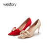 westory22年秋季商场同款新款尖头蝴蝶结细跟中式婚鞋单鞋女72391 商品缩略图2