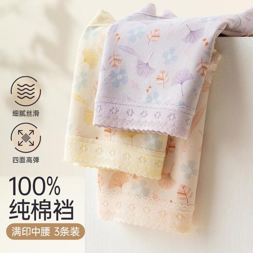 3部顶瓜瓜玉肌棉满印女士中腰内裤32981-3 商品图5