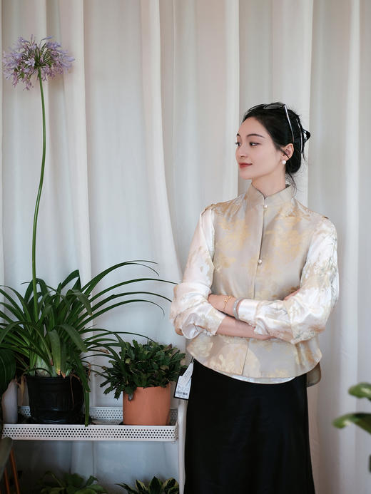 盛唐牡丹 |玉兰花真丝双面穿马甲 商品图0