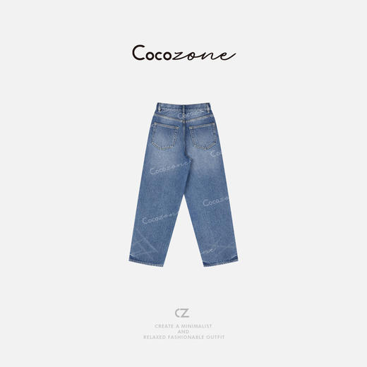COCO ZONE 100棉复古水洗磨破设计显瘦牛仔裤ACD1A0161 商品图1