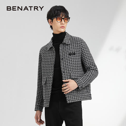 贝纳川地图图案设计男士翻领夹克外套ECK400009402 商品图0