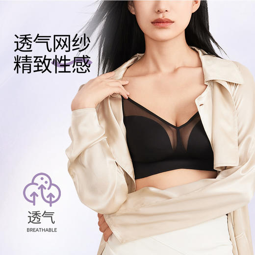 【积分兑换】奶糖派大胸显小吾悦无钢圈无痕舒适超薄网纱透气全罩杯显瘦内衣女 商品图3